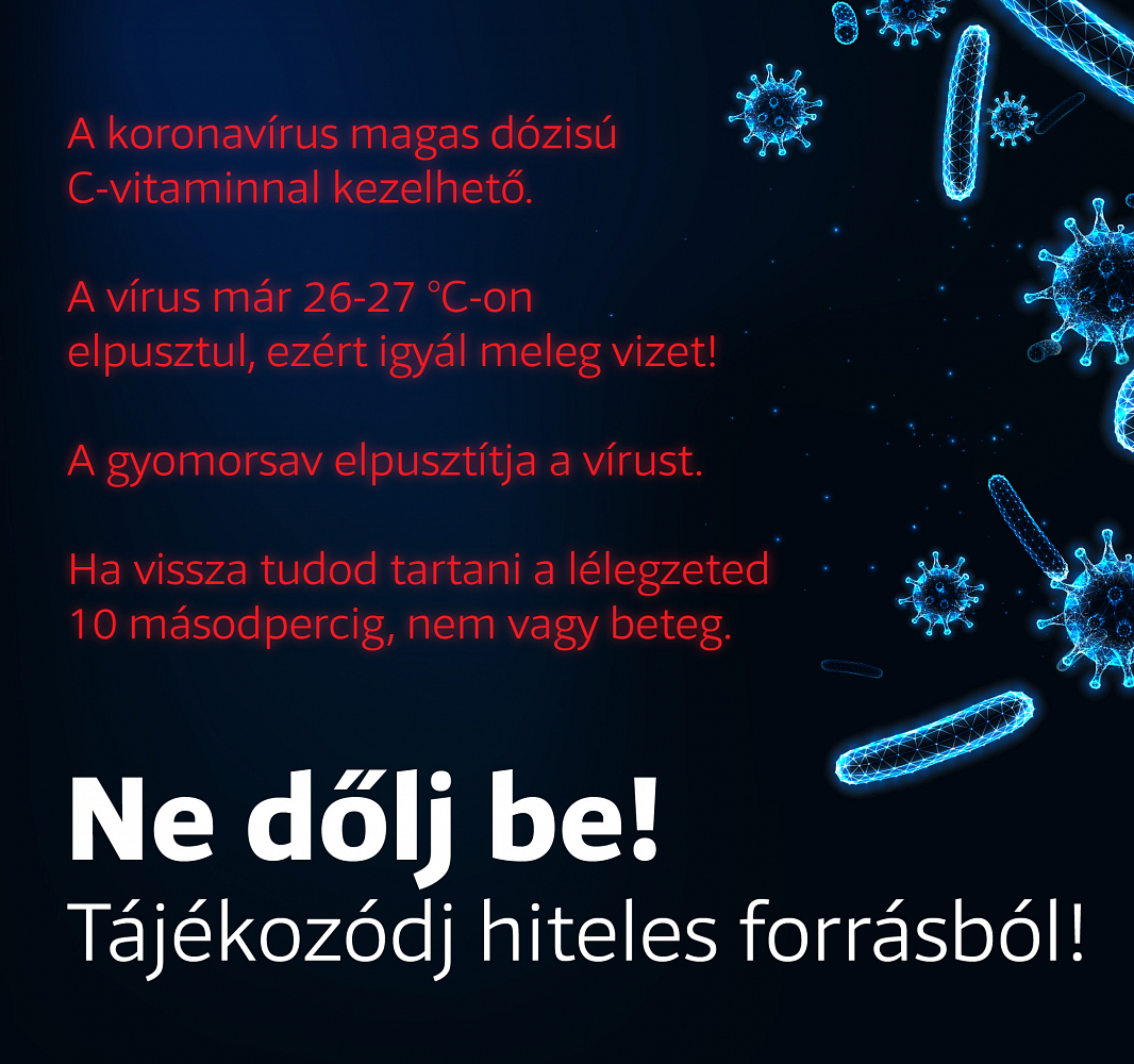 Hiteles forrásokból tájékozódjunk a járványhelyzettel kapcsolatban