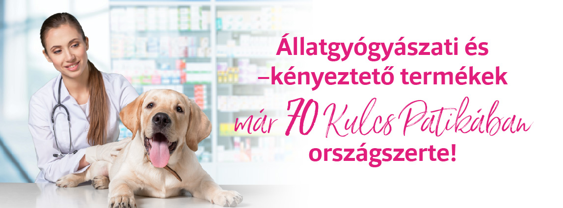 A Kulcs Patikák 70 tagpatikájában beszerezhetőek állatgyógyászati termékek